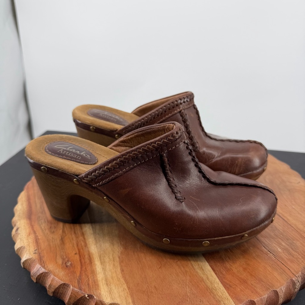 Clarks‎ Artisan Collection Brown Lea Sagamore Dell mules clogs Size 7